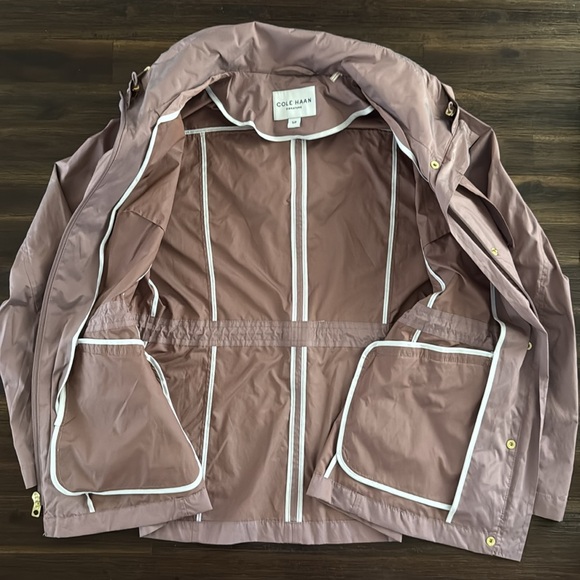 Cole Haan Mauve Packable Hooded Anorack Rain Jacket Small - Picture 4 of 12